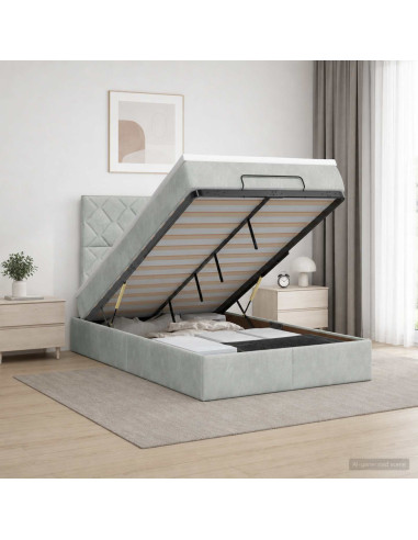 Letto Ottomano con Materasso e LED Grigio Chiaro 120 x 200 cm