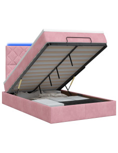 Letto Ottomano con Materasso e LED Rosa 120 x 200 cm Velluto 2