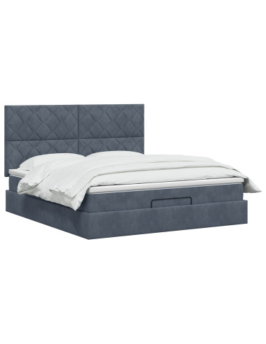 Letto Ottomano con Materasso e LED Grigio Scuro 160 x 200 cm