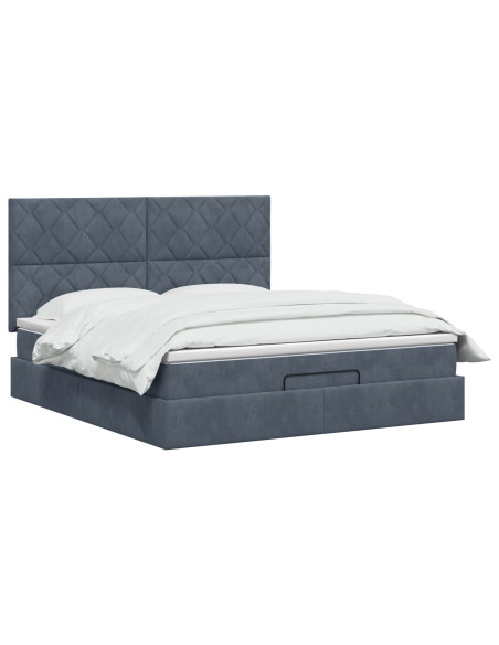 Letto Ottomano con Materasso e LED Grigio Scuro 180 x 200 cm