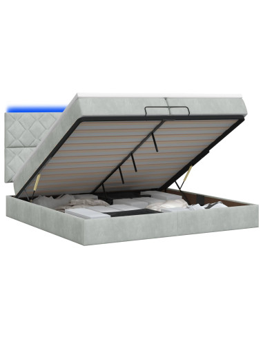Letto Ottomano con Materasso e LED Grigio Chiaro 200 x 200 cm