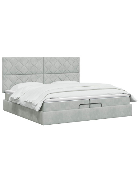 Letto Ottomano con Materasso e LED Grigio Chiaro 200 x 200 cm