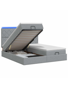 Letto Ottomano con Materasso e LED Grigio Chiaro 180 x 200 cm 2