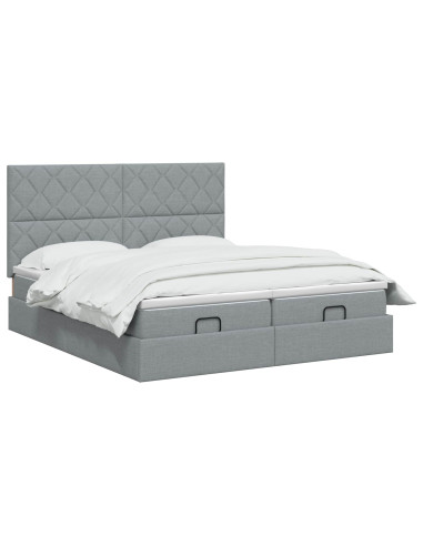 Letto Ottomano con Materasso e LED Grigio Chiaro 180 x 200 cm
