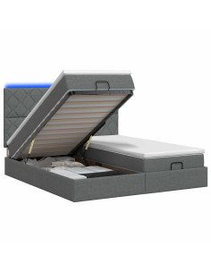 Letto Ottomano con Materasso e LED Grigio Scuro 200 x 200 cm 2