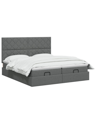 Letto Ottomano con Materasso e LED Grigio Scuro 200 x 200 cm
