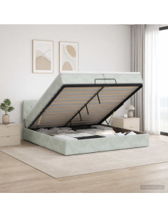 Letto ottomano con materasso Grigio Chiaro 200 x 200 cm Velluto
