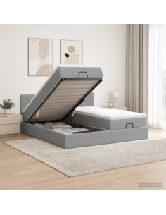 Letto ottomano con materasso 2 pz Grigio Chiaro Tessuto