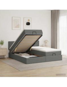 Letto ottomano con materasso 2 pz Grigio Scuro Tessuto