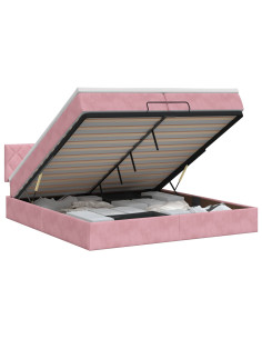 Letto ottomano con materasso Rosa 200 x 200 cm Velluto 2