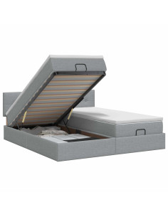 Letto ottomano con materasso 2 pz Grigio Chiaro Tessuto 2