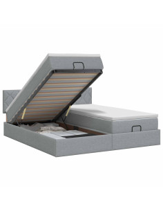 Letto ottomano con materasso 2 pz Grigio Chiaro Tessuto 2