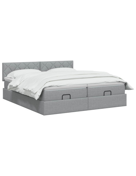Letto ottomano con materasso 2 pz Grigio Chiaro Tessuto