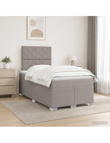 Letto box spring con materasso Tortora 120 x 190 cm Tessuto