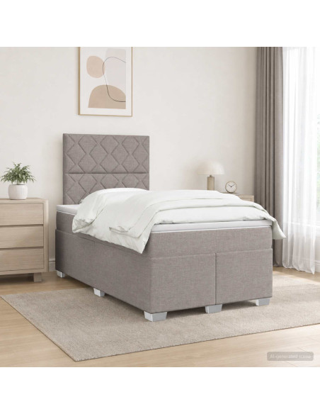 Letto box spring con materasso Tortora 120 x 190 cm Tessuto
