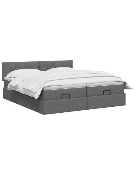 Letto ottomano con materasso 2 pz Grigio Scuro Tessuto