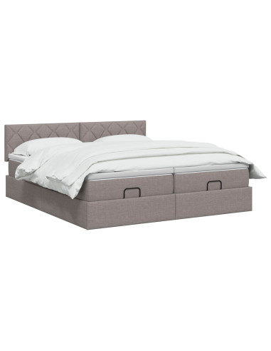 Letto ottomano con materasso con testiera 2 pz Tortora Tessuto