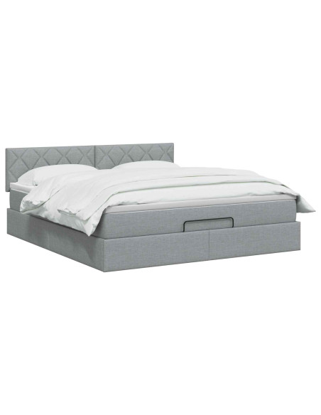 Letto Ottomano con Materasso e LED Grigio Chiaro 140 x 190 cm