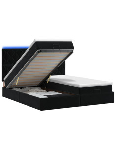 Letto Ottomano con Materasso e LED Nero 200 x 200 cm Velluto