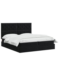 Letto Ottomano con Materasso e LED Nero 200 x 200 cm Velluto 2