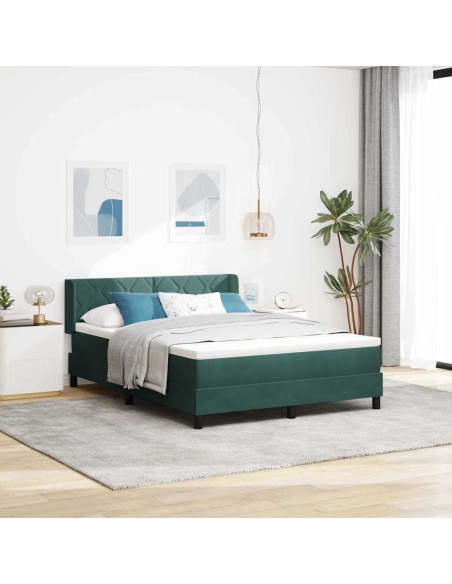Letto a molle con testiera Verde Scuro 200 x 160 cm Velluto