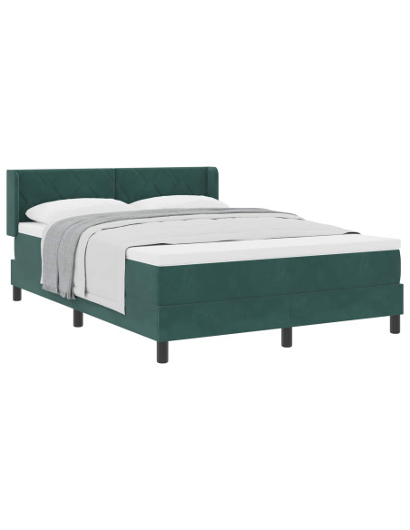 Letto a molle con testiera Verde Scuro 200 x 160 cm Velluto