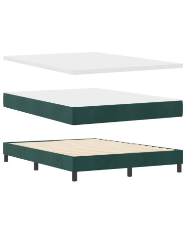 Letto a molle con testiera Verde Scuro 200 x 160 cm Velluto