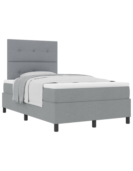 Letto a molle con testiera Grigio chiaro 120 x 200 cm Tessuto