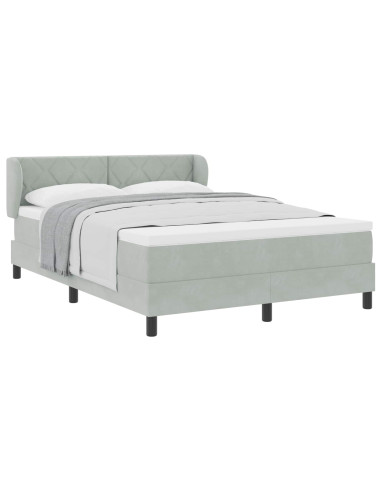 Letto a molle con testiera Grigio chiaro 160 x 200 cm Velluto