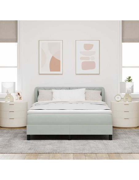 Letto a molle con testiera Grigio chiaro 160 x 200 cm Velluto