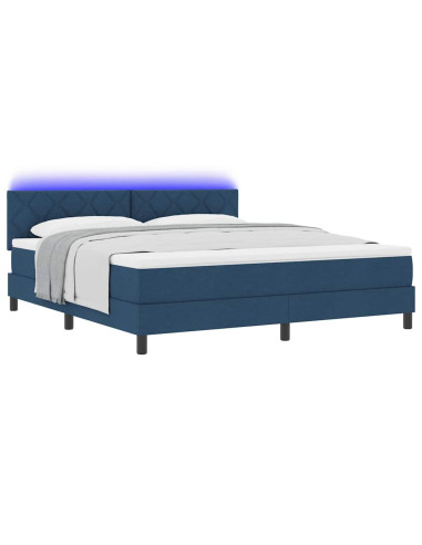 Letto a molle con strisce LED Blu 180 x 200 cm Tessuto