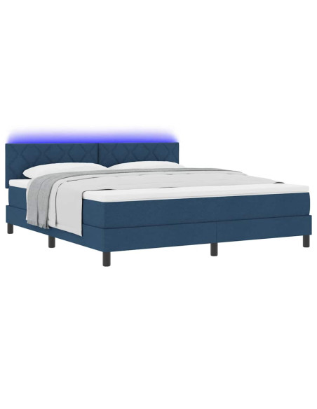 Letto a molle con strisce LED Blu 180 x 200 cm Tessuto