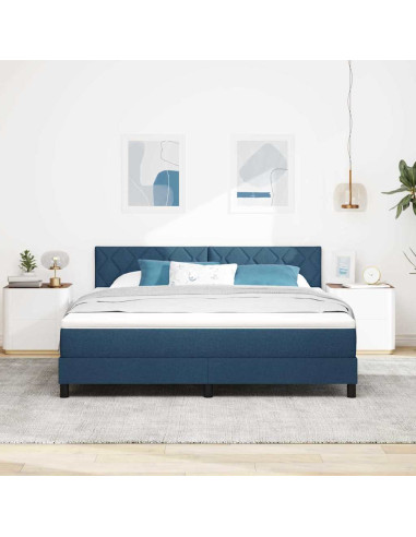 Letto a molle con strisce LED Blu 180 x 200 cm Tessuto
