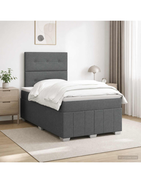 Letto box spring con materasso Grigio Scuro 120 x 190 cm