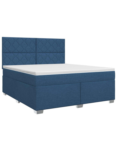 Letto box spring con materasso Blu 140 x 200 cm Tessuto