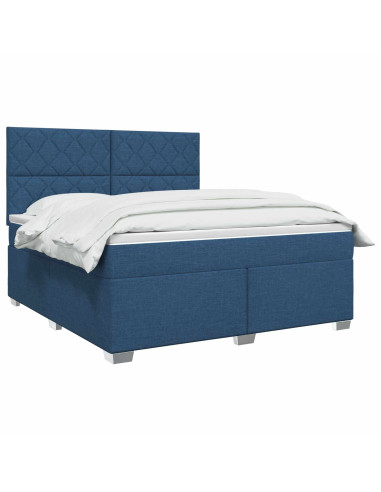 Letto box spring con materasso Blu 140 x 200 cm Tessuto