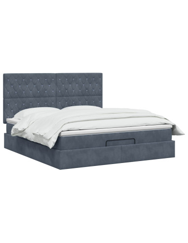 Letto Ottomano con Materasso e LED Grigio Scuro 180 x 200 cm