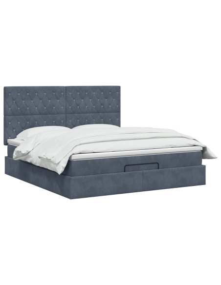 Letto Ottomano con Materasso e LED Grigio Scuro 180 x 200 cm