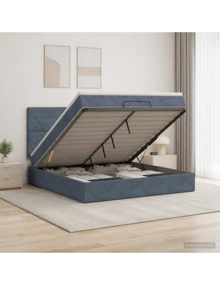 Letto Ottomano con Materasso e LED Grigio Scuro 180 x 200 cm