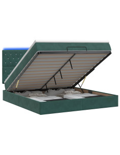 Letto Ottomano con Materasso e LED Verde Scuro 180 x 200 cm 2