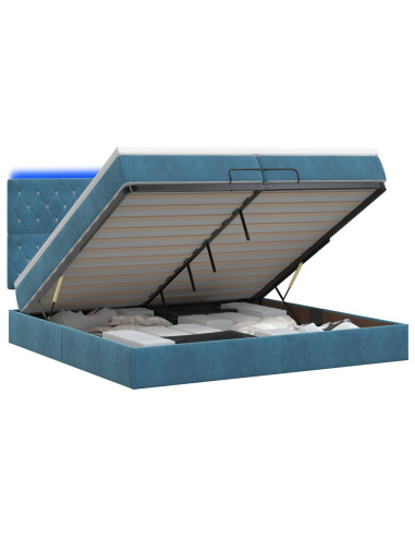 Letto Ottomano con Materasso e LED Blu scuro 200 x 200 cm
