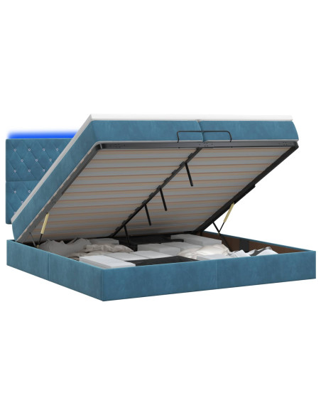 Letto Ottomano con Materasso e LED Blu scuro 200 x 200 cm