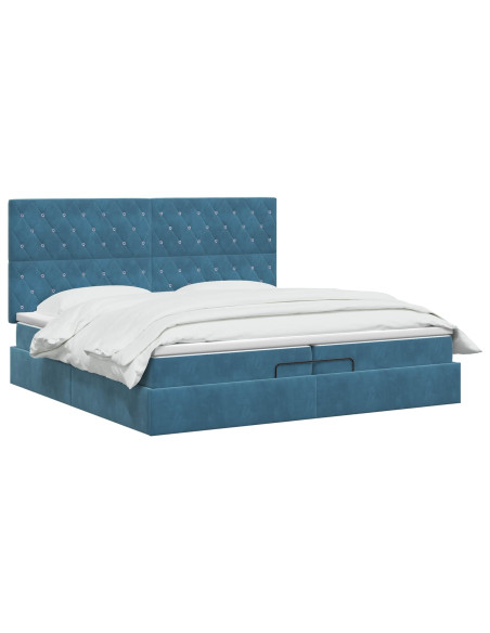 Letto Ottomano con Materasso e LED Blu scuro 200 x 200 cm