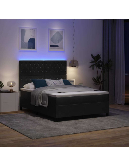 Letto a Sorgente LED con materasso Nero 160 x 200 cm Velluto