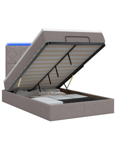 Letto Ottomano con Materasso e LED Tortora 120 x 200 cm Tessuto 2