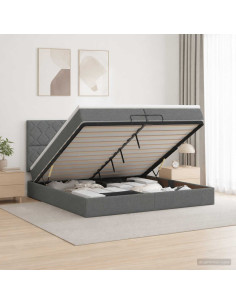 Letto Ottomano con Materasso e LED Grigio Scuro 200 x 200 cm