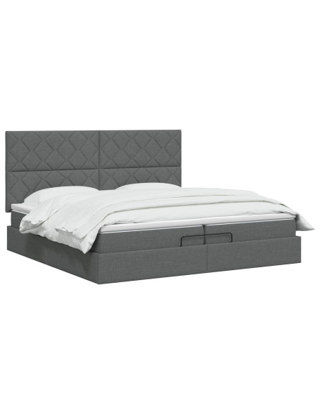 Letto Ottomano con Materasso e LED Grigio Scuro 200 x 200 cm