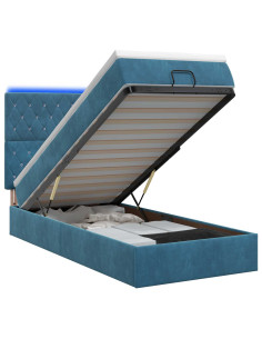 Letto Ottomano con Materasso e LED Blu scuro 80 x 200 cm 2