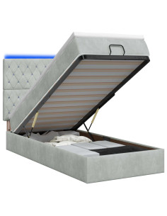 Letto Ottomano con Materasso e LED Grigio Chiaro 90 x 200 cm 2