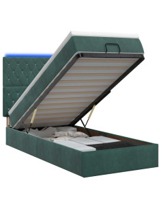 Letto Ottomano con Materasso e LED Verde Scuro 90 x 200 cm 2